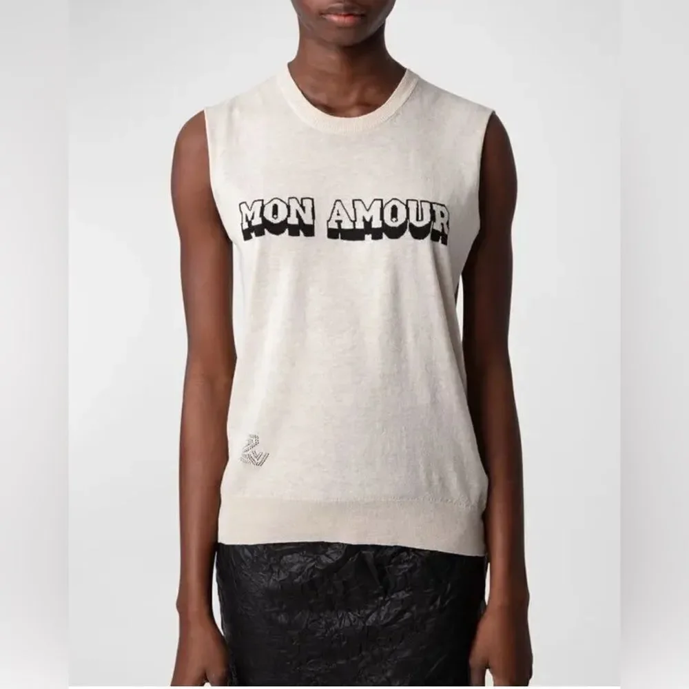 Zadig & Voltaire Nida Mon Amour Sweater vest in cream top Large
